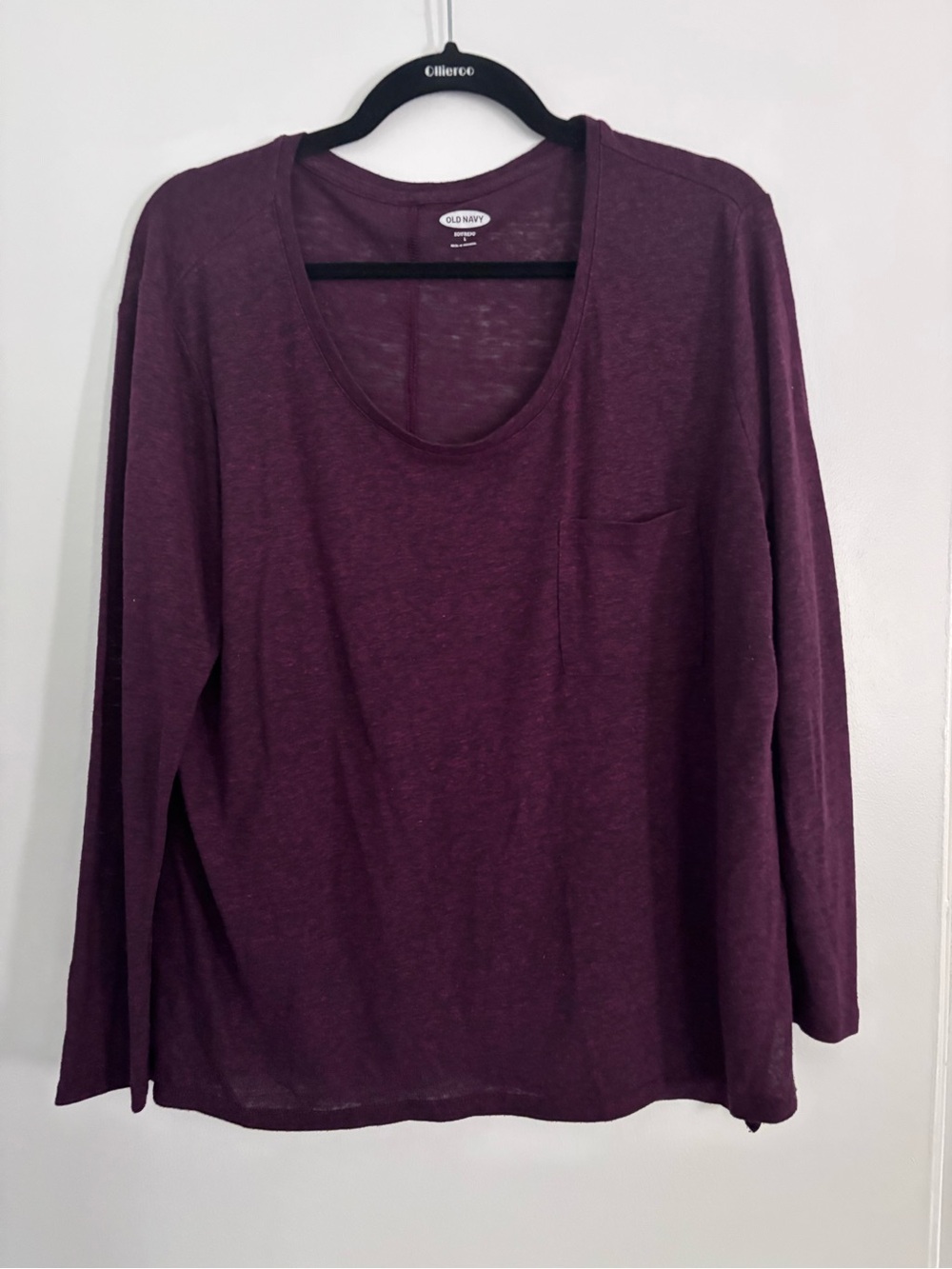 Old Navy Wine Long-Sleeve Boyfriend Tee
